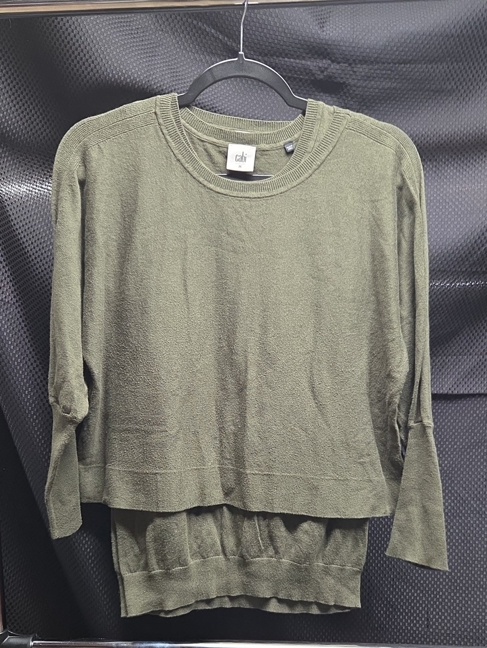 CAbi 2 Piece Olive Green Crewneck Crop Sweater And Tank Set
